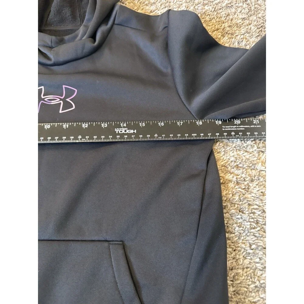 Under Armour Hoodie Youth XL YXL Black Pink Purple Logo Fleece Pullover